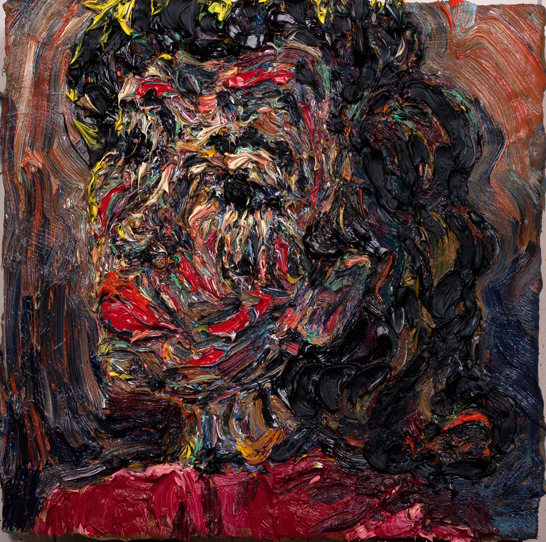   Downtown,&nbsp; 2015  Oil and plaster on wood  12x12" 